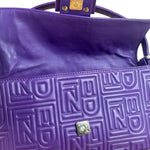 Fendi Purple Nappa Leather Medium Logo Embossed Baguette