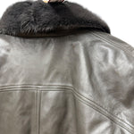 Vintage Grey Fur Lined Leather Blazer Coat