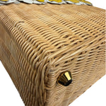 Prada Midollino Leather Trim Wicker Canvas Flower Basket