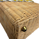 Prada Midollino Leather Trim Wicker Canvas Flower Basket