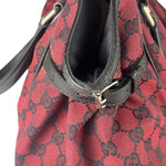 Gucci Red/Black Leather Trim GG Full Moon Tote