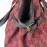 Gucci Red/Black Leather Trim GG Full Moon Tote