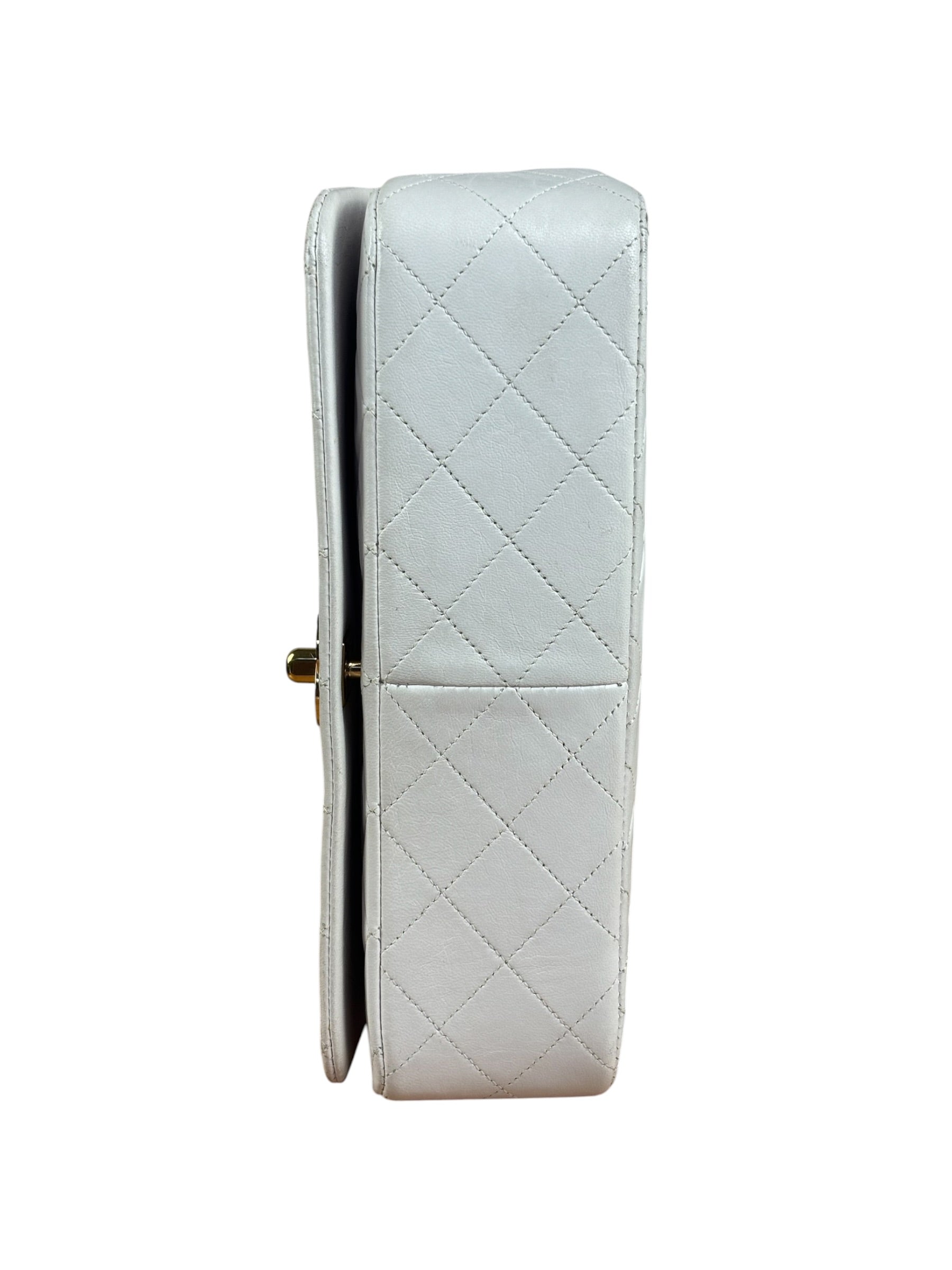 Chanel White Quilted Leather CC Flap Shoulder Bag 2013