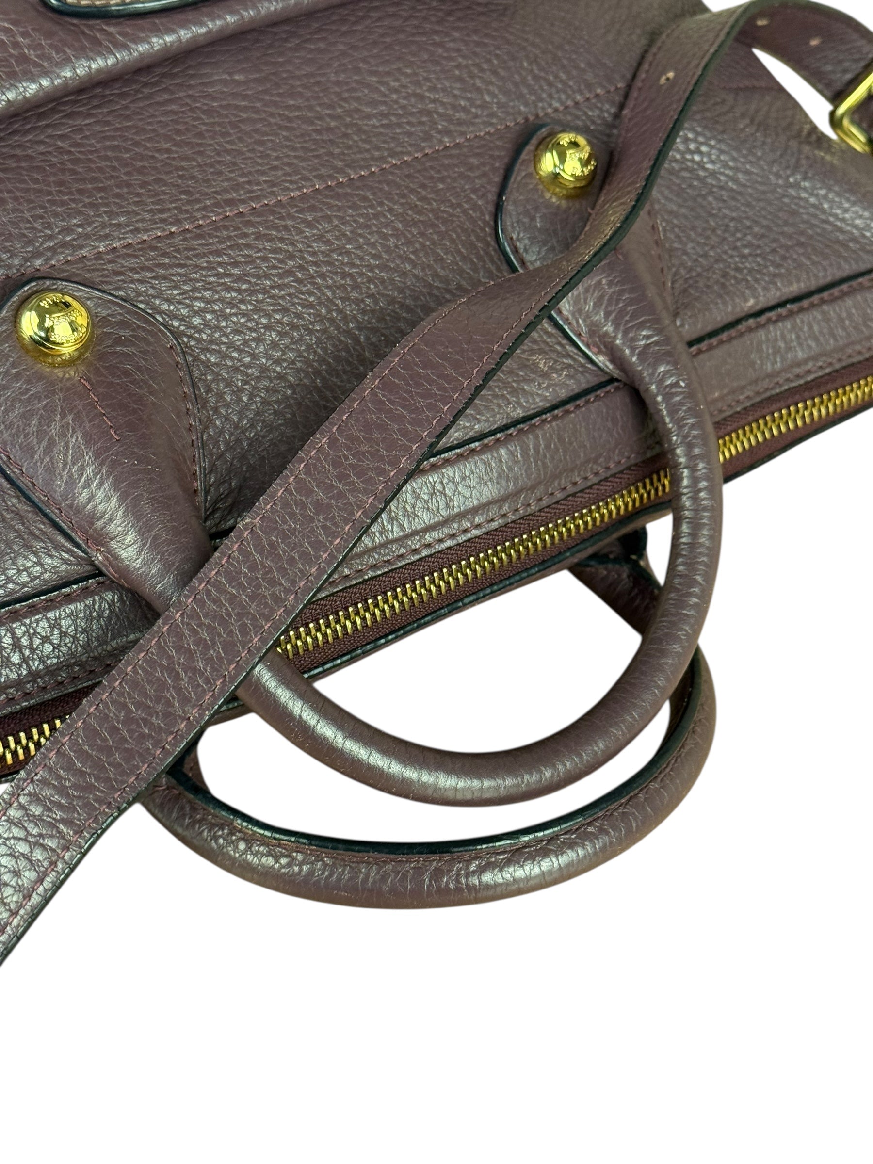 Loewe Purple Leather Ostrich Front 2Way Handbag