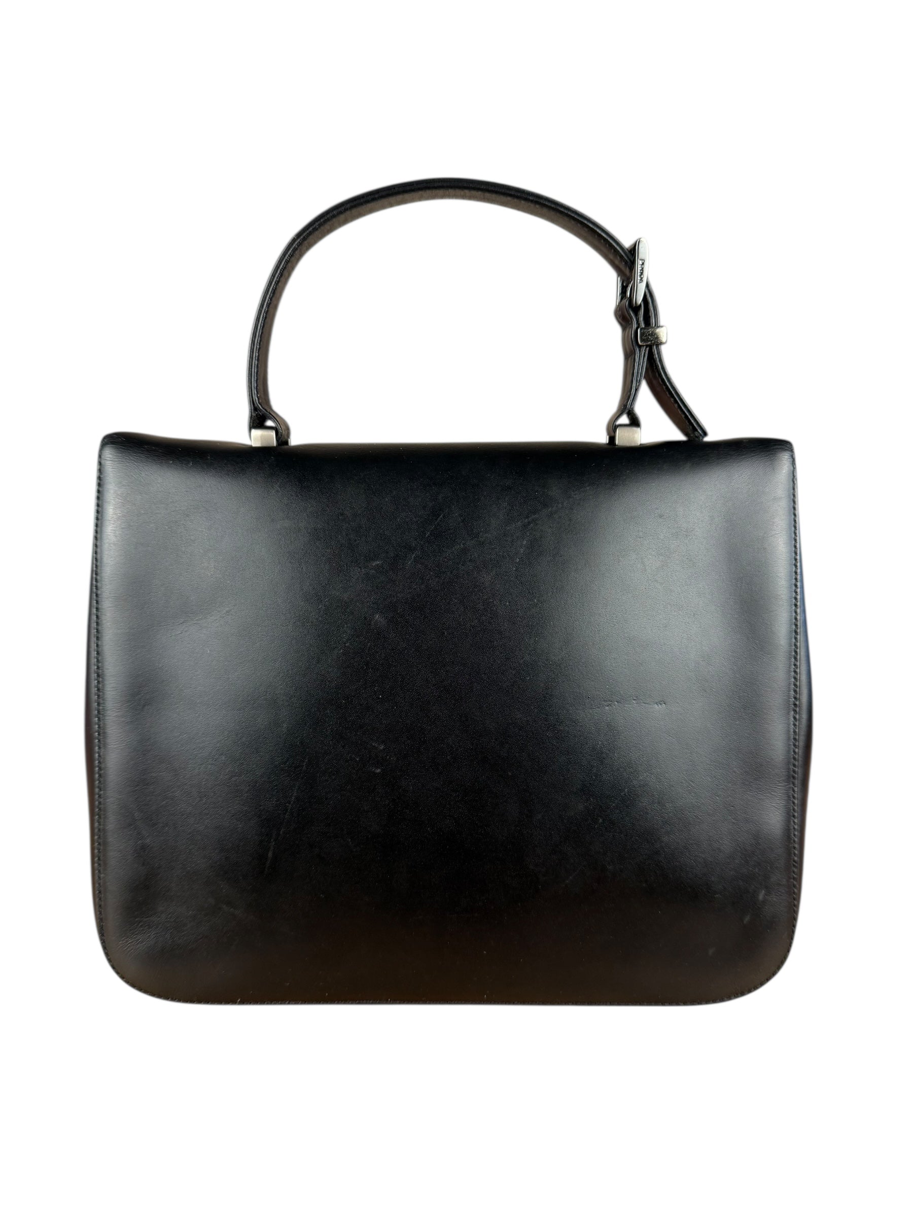 Prada Vintage Black Leather Top Handle Bag