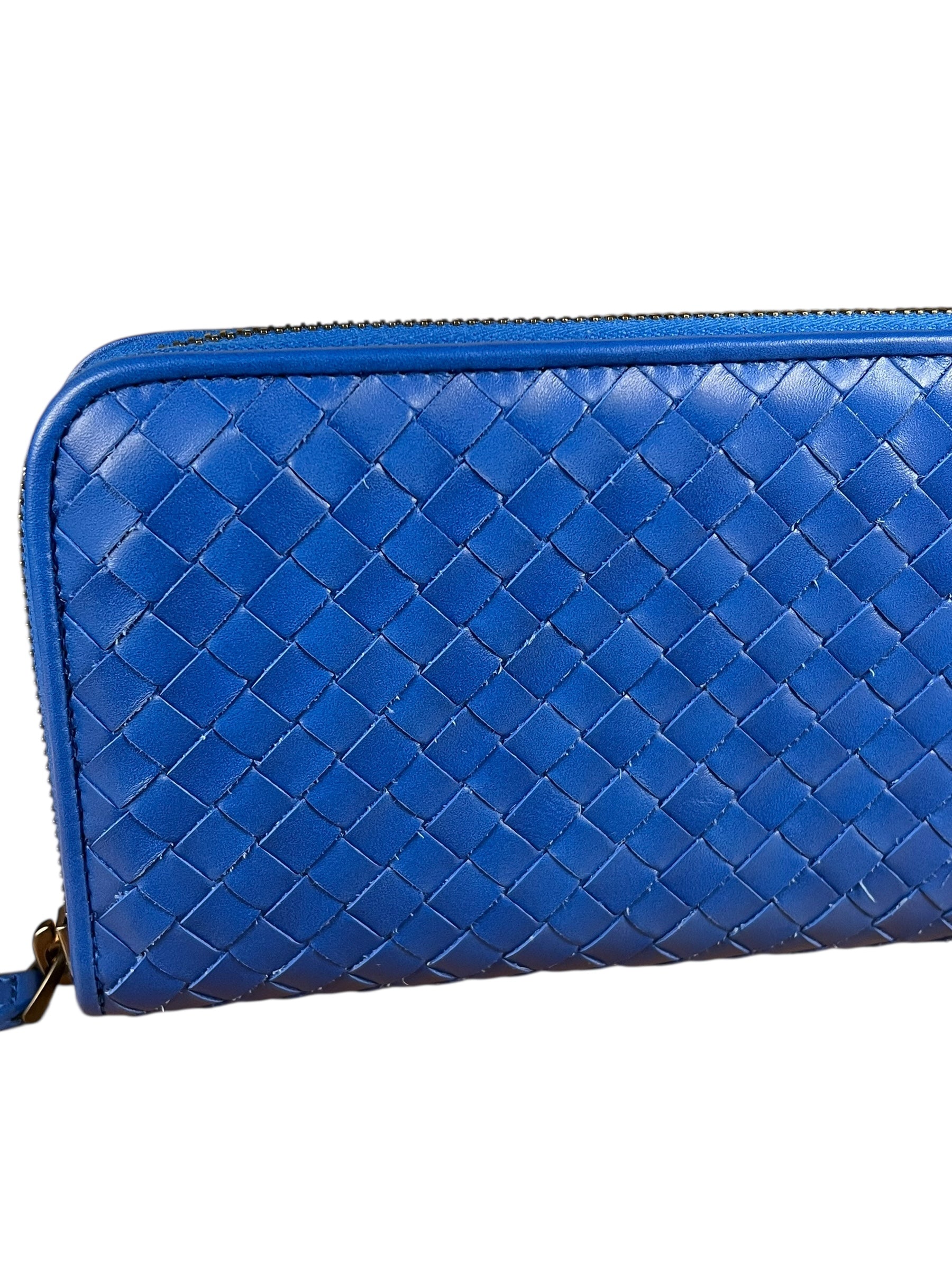 Bottega Veneta Intrecciato Long Wallet Blue