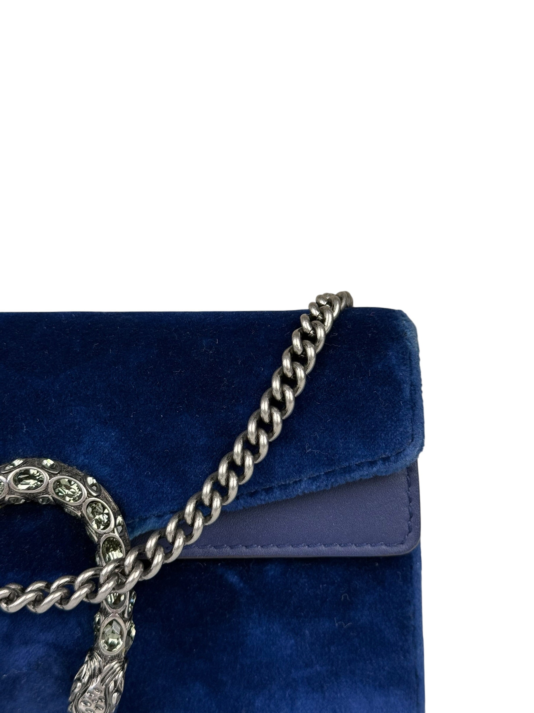 Gucci Blue Velvet Mini Dionysus Chain Bag