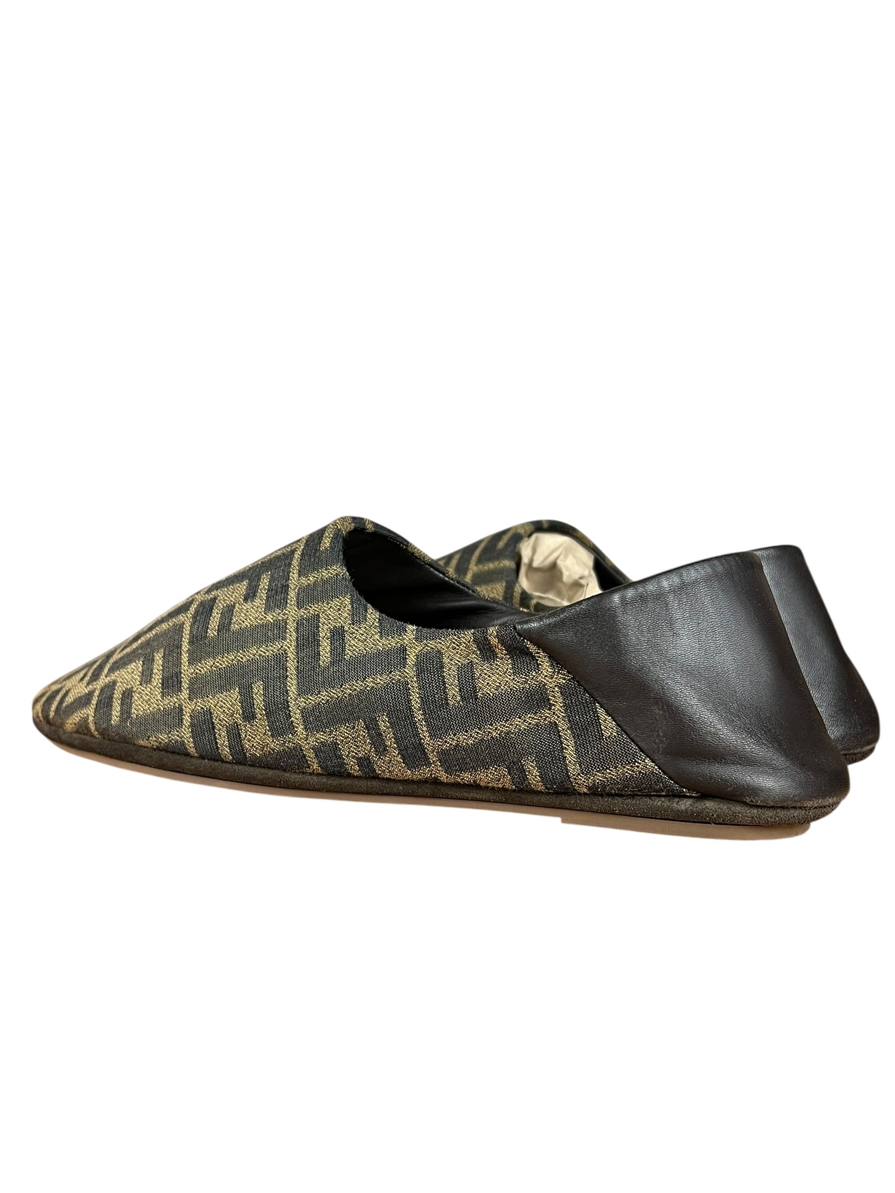 Fendi FF Zucca Canvas/Leather Slippers