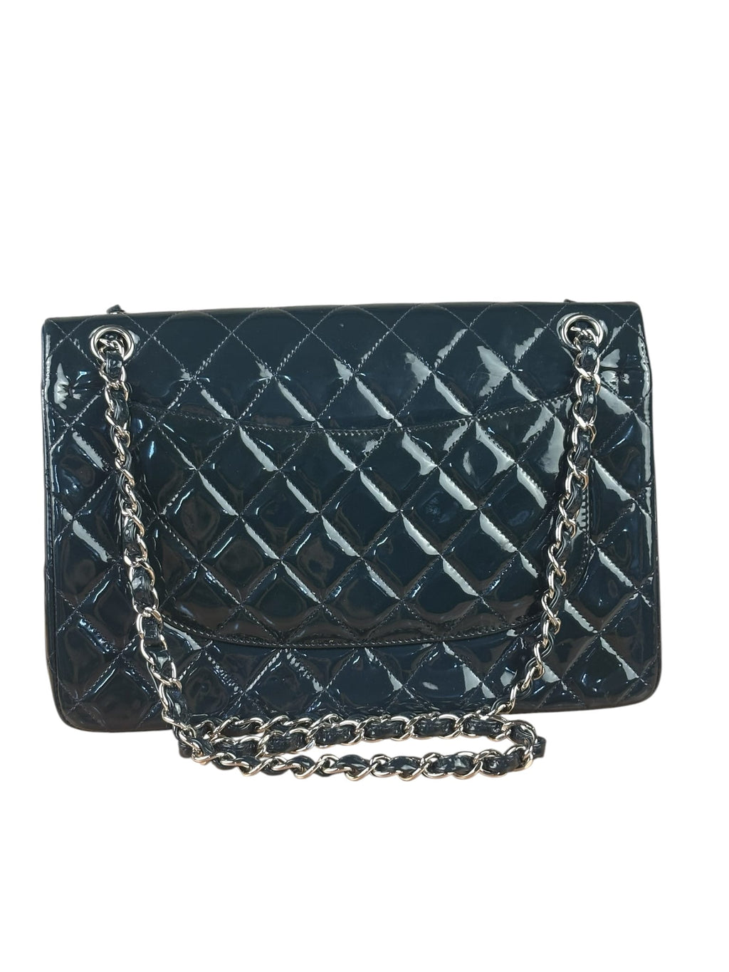 Chanel Dark Teal Quilted Patent M Double Flap 2013