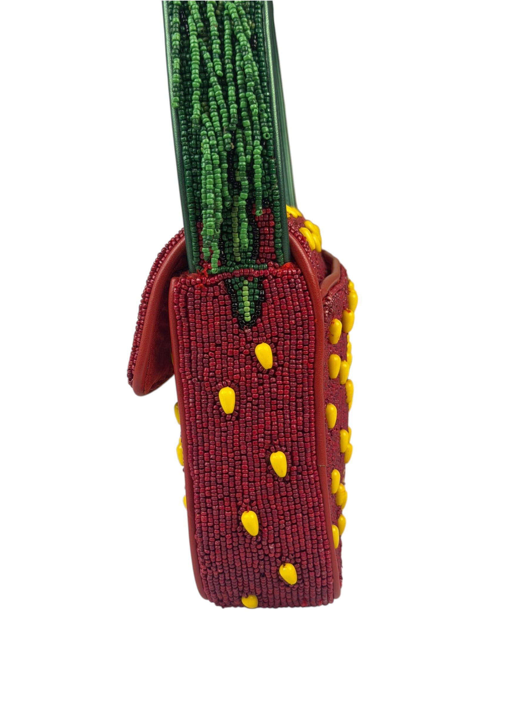 STAUD Strawberry Red Tommy Beaded Bag