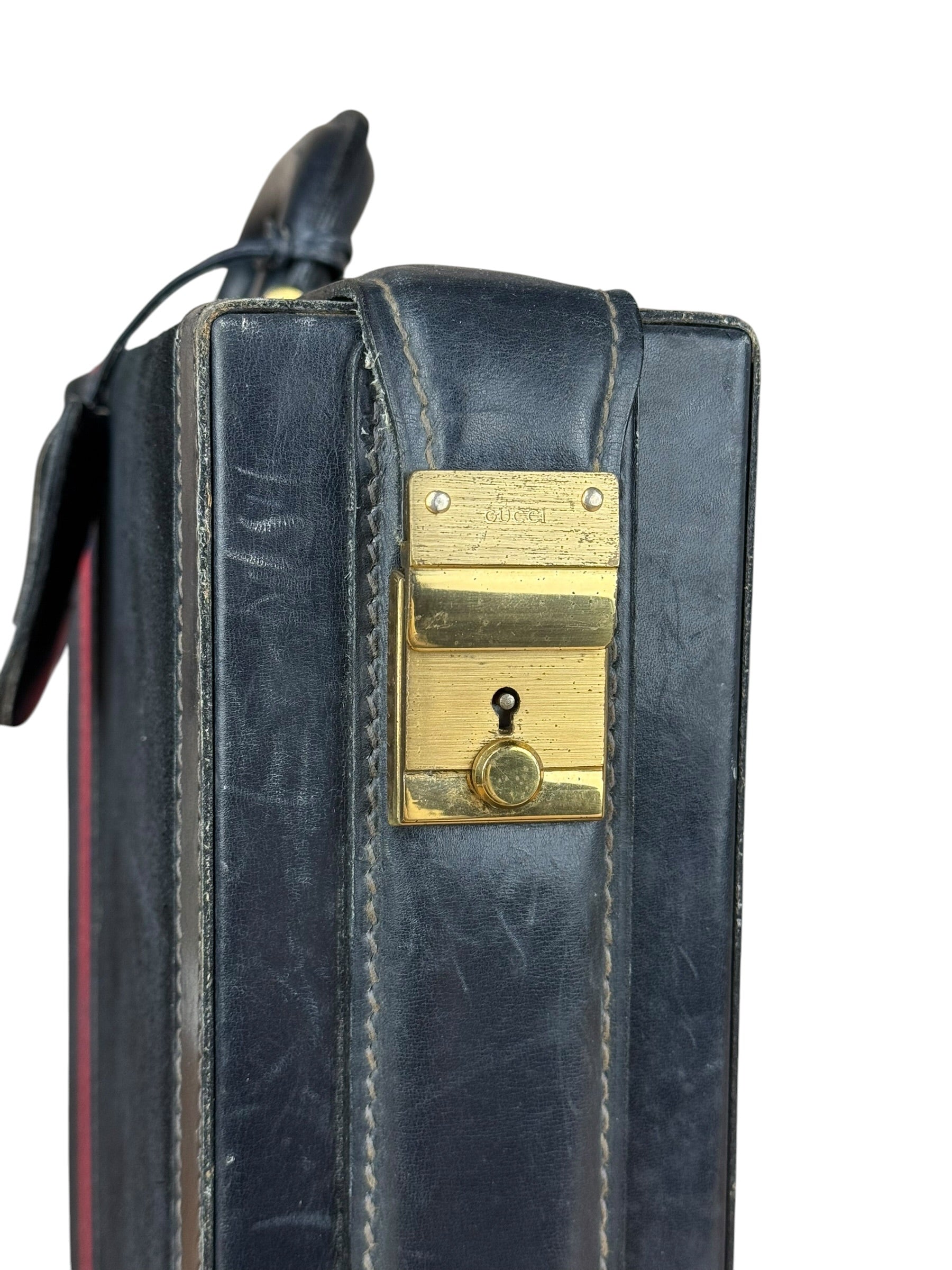 Gucci Navy Suede Vintage Briefcase