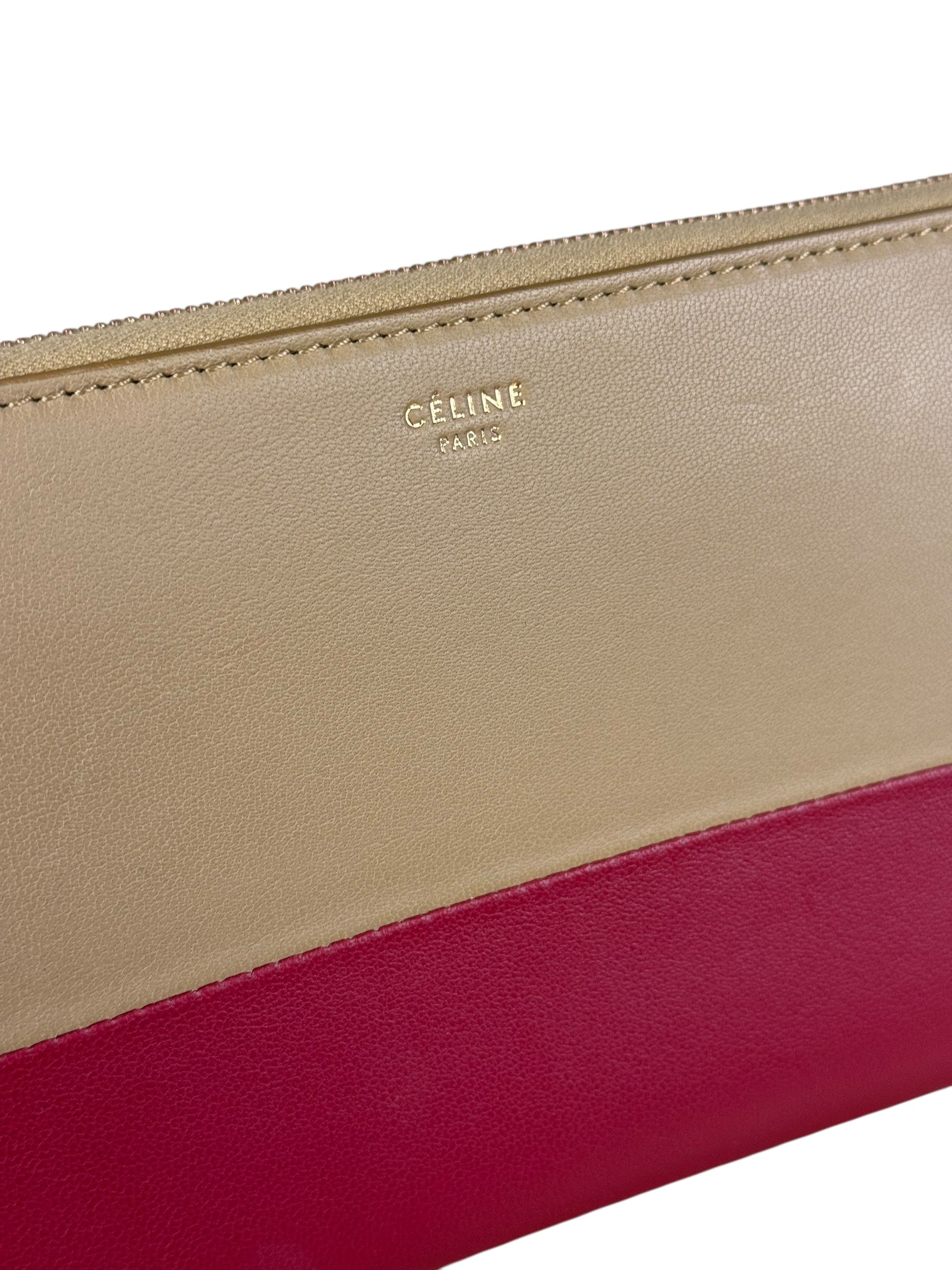 Celine Stripe Leather Zip Wallet