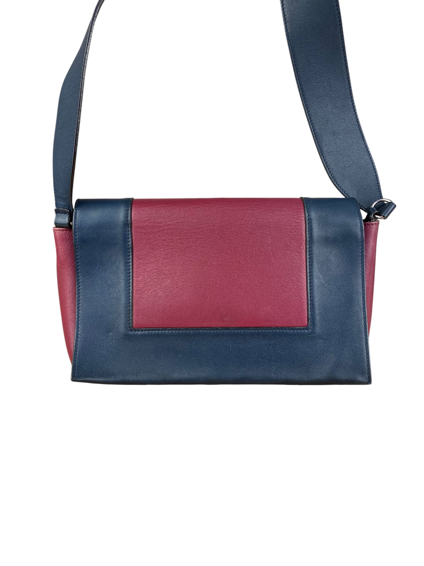 Celine Blue/Plum Leather Medium Frame Shoulder Bag
