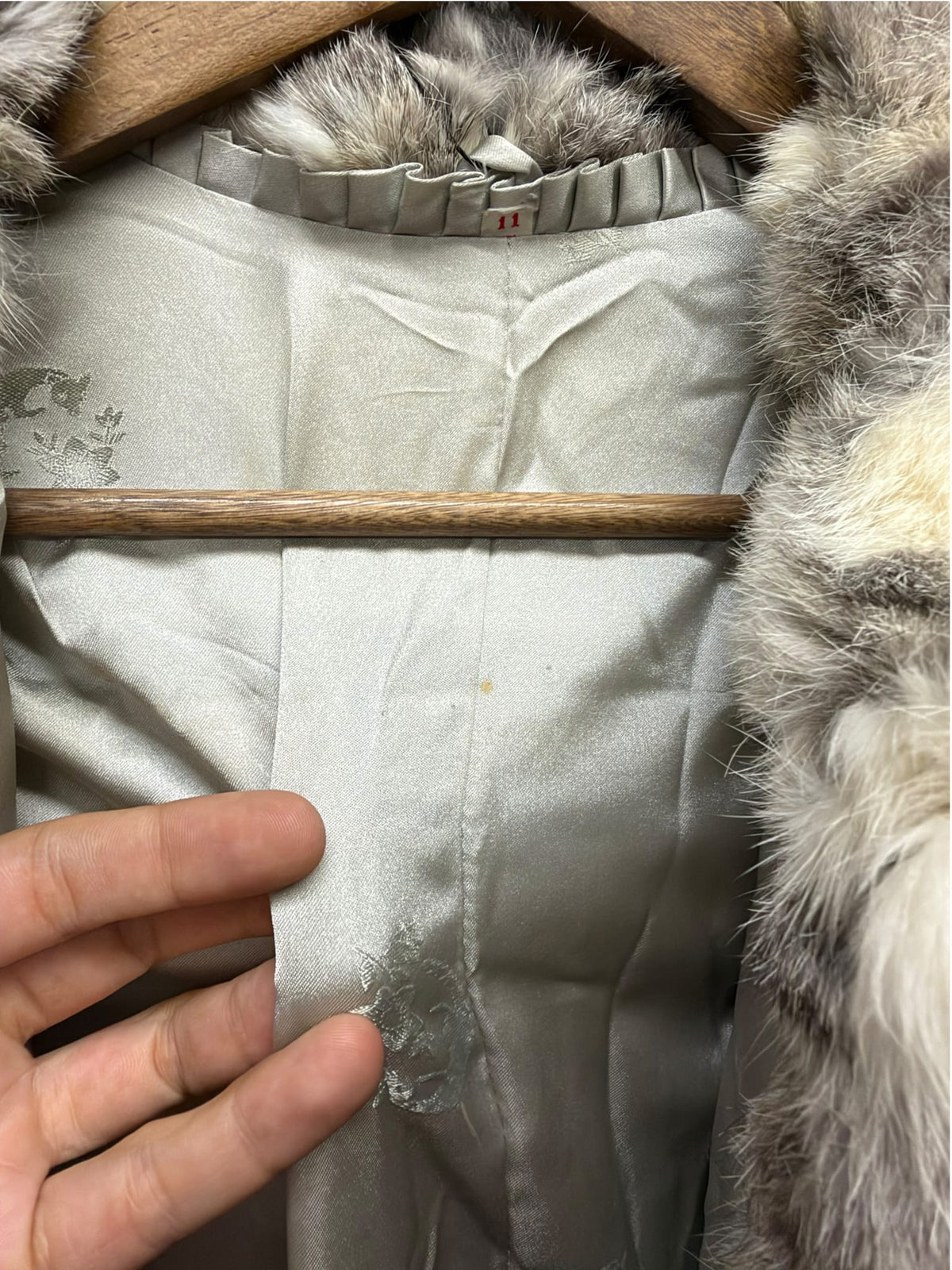 Vintage Cream/Grey Rabbit Fur Coat