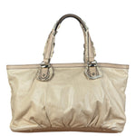 Gucci Vintage Beige Leather Ruched Handle Tote
