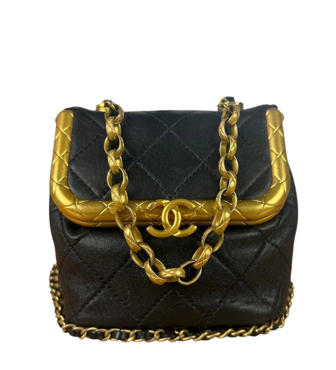 Chanel Black Quilted Leather Kiss-Lock My Crush Micro Bag 2020