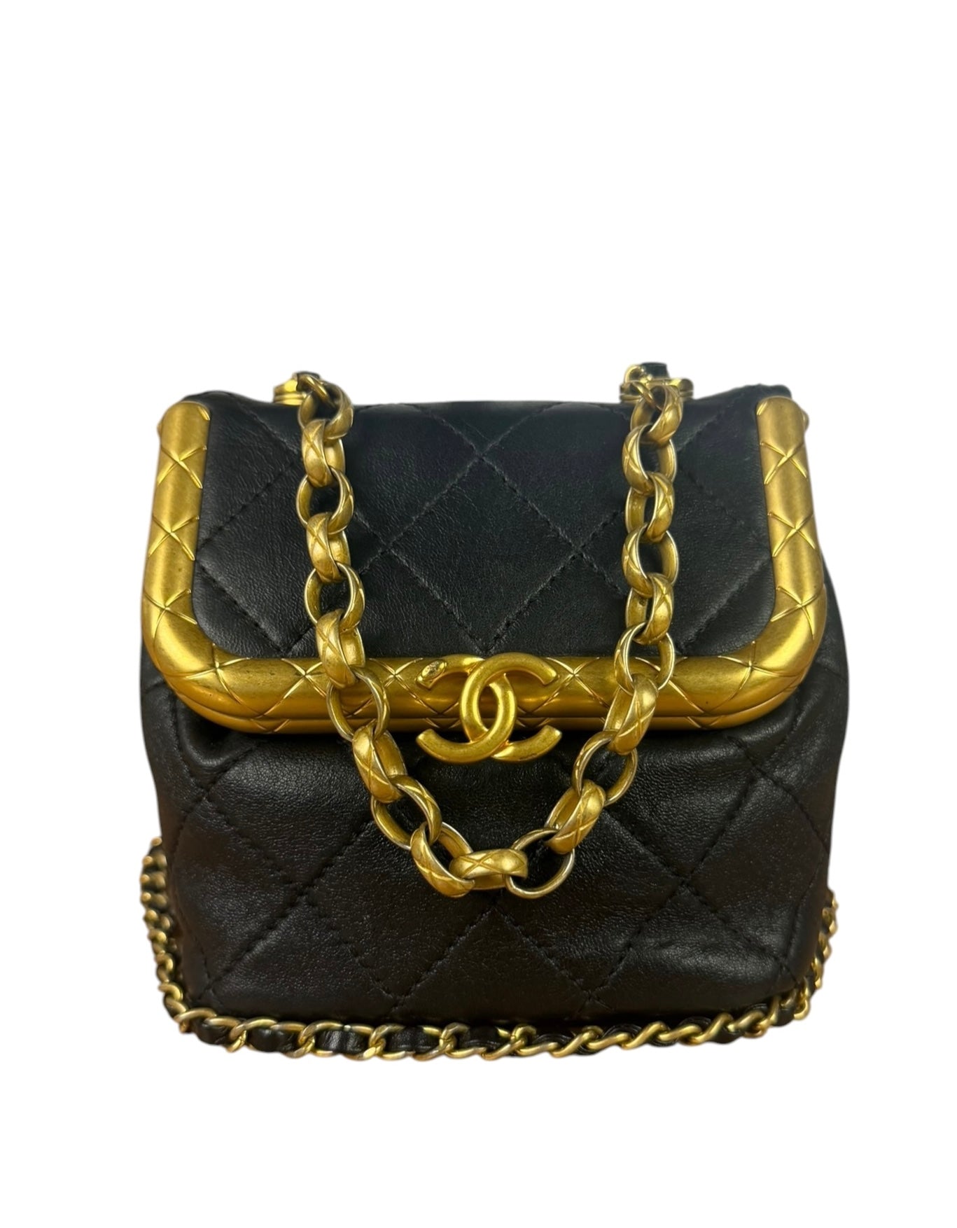 Chanel Black Quilted Leather Kiss-Lock My Crush Micro Bag 2020