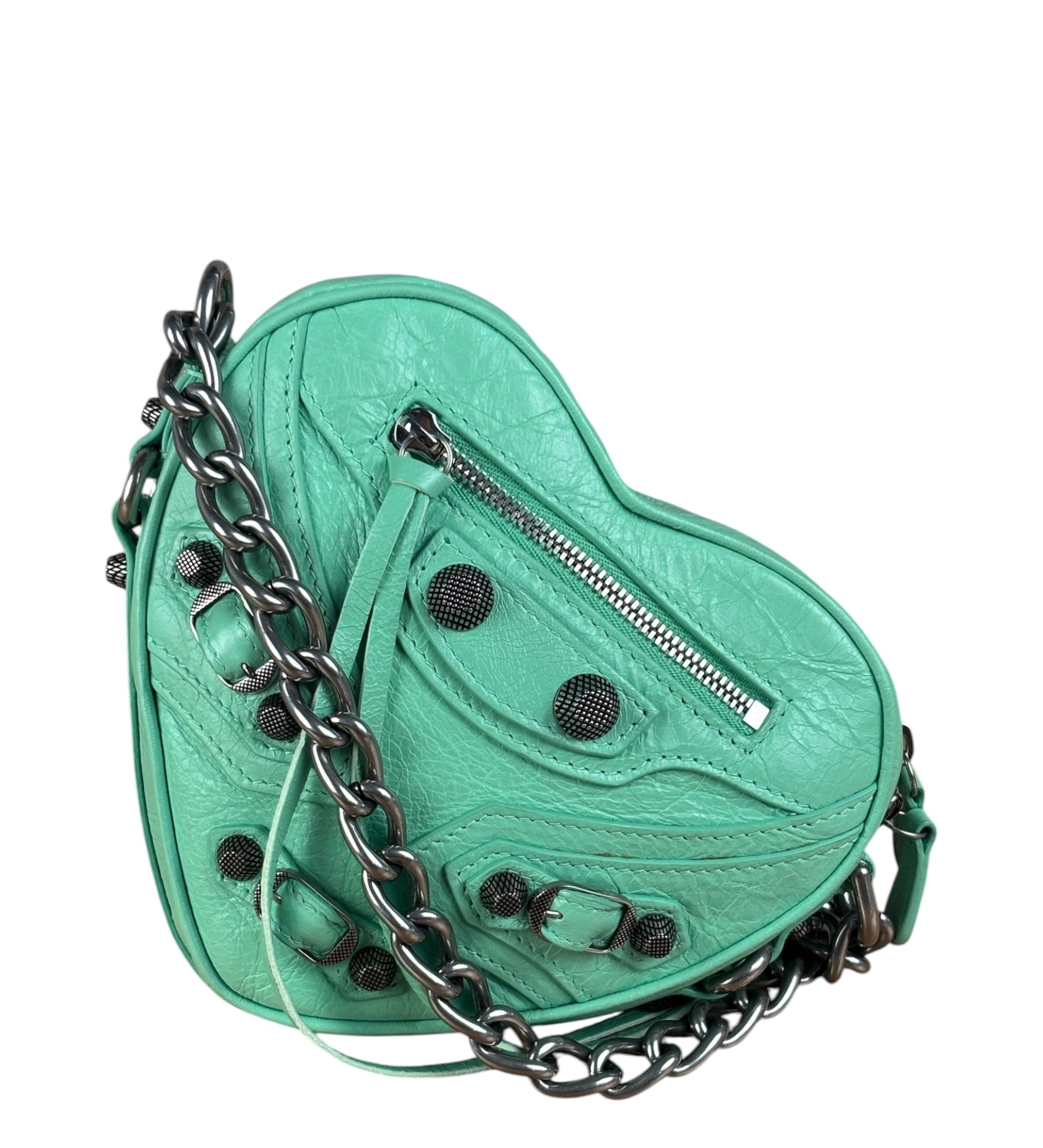 Balenciaga Green Le Cagole Heart Mini Bag