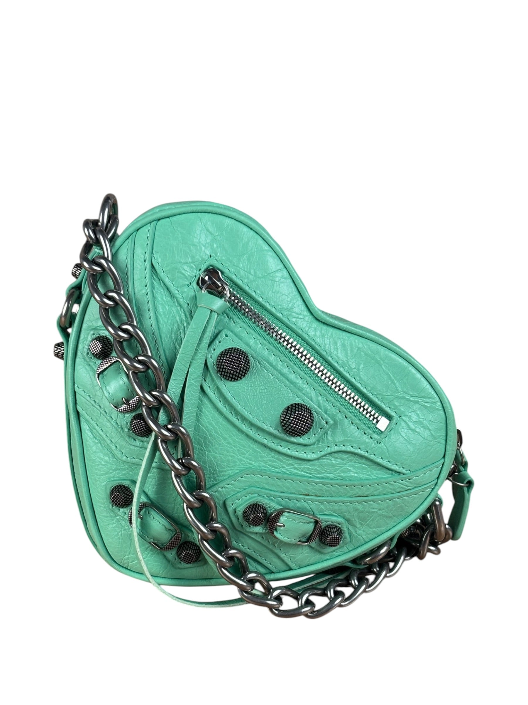 Balenciaga Green Le Cagole Heart Mini Bag