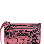 Balenciaga Pink Grafitti Le City Zip Wallet