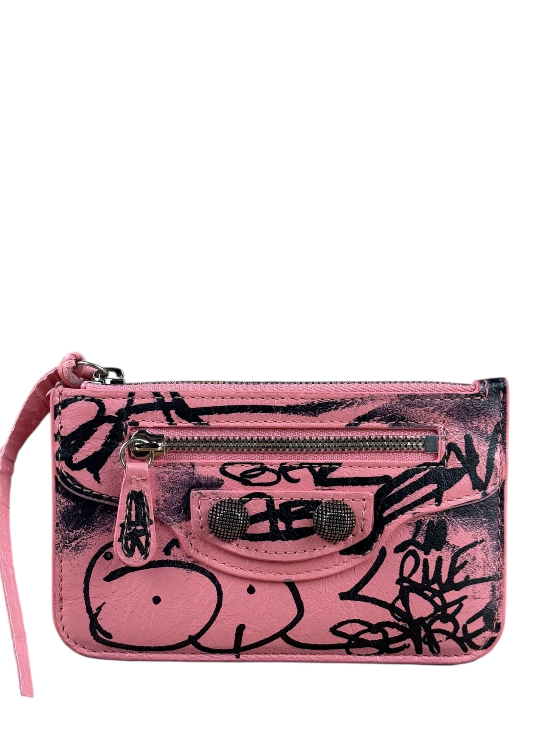 Balenciaga Pink Grafitti Le City Zip Wallet