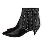 Saint Laurent Black Leather Studded Ankle Boots
