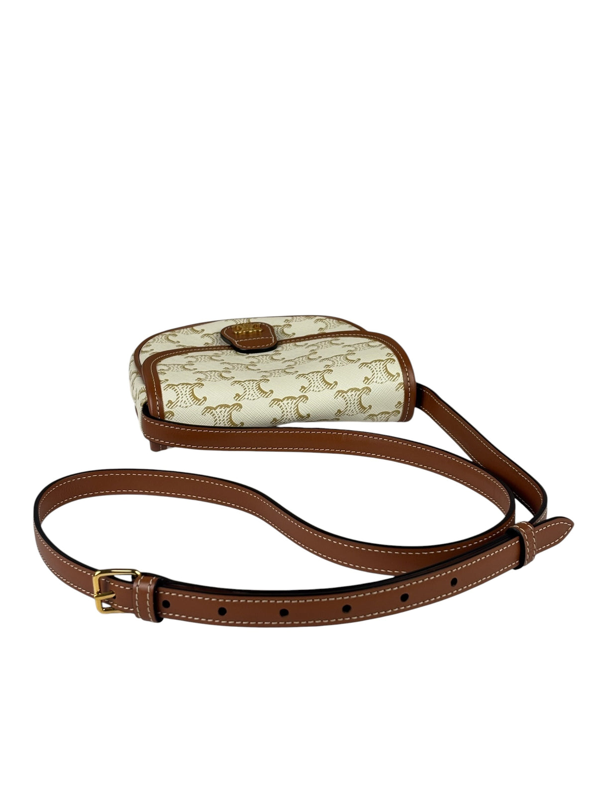 Celine White Leather Macadam Nano Triomphe Besace Shoulder Bag