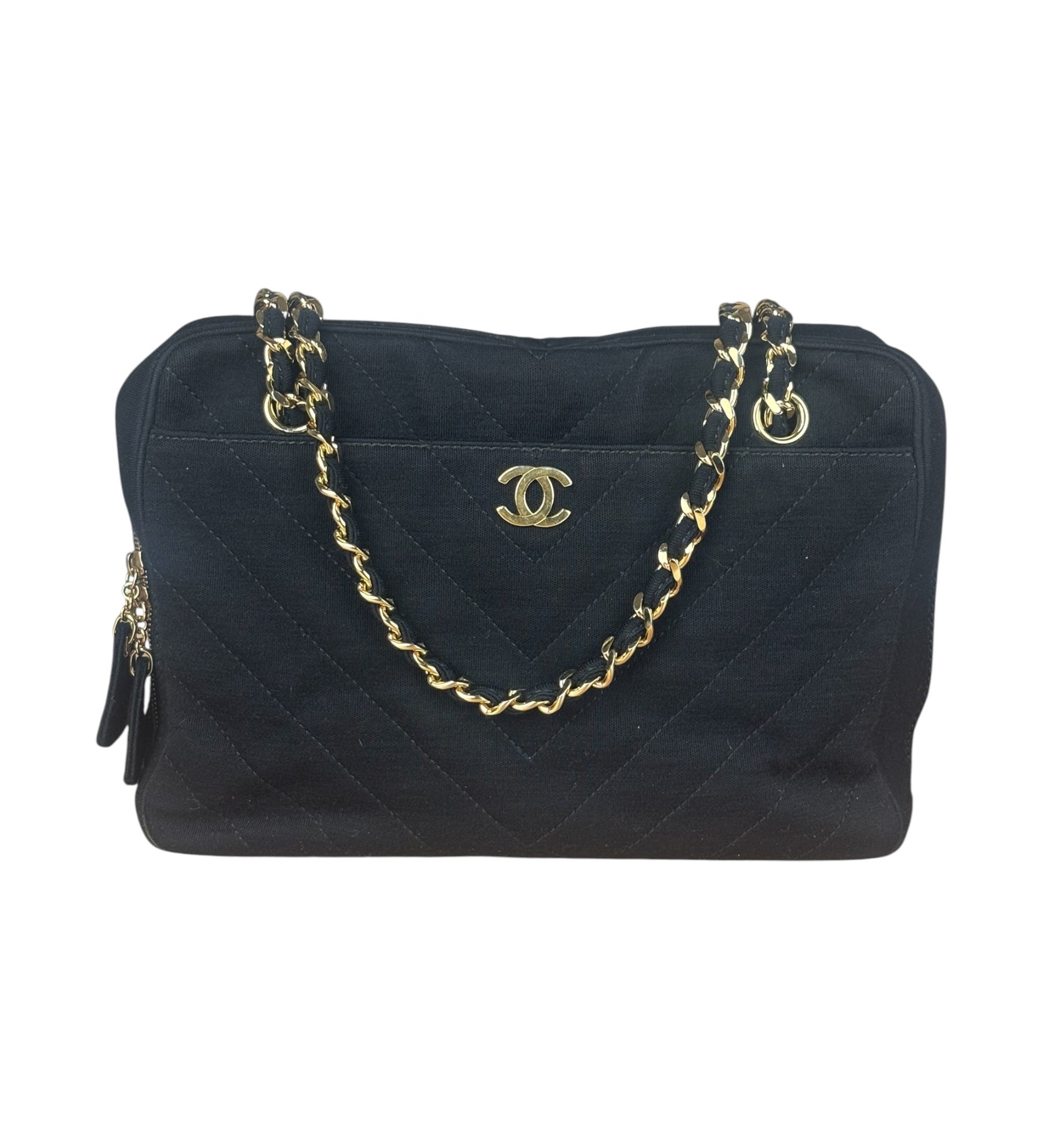 Chanel Jersey Chevron Quilted Shoulder Bag 2000