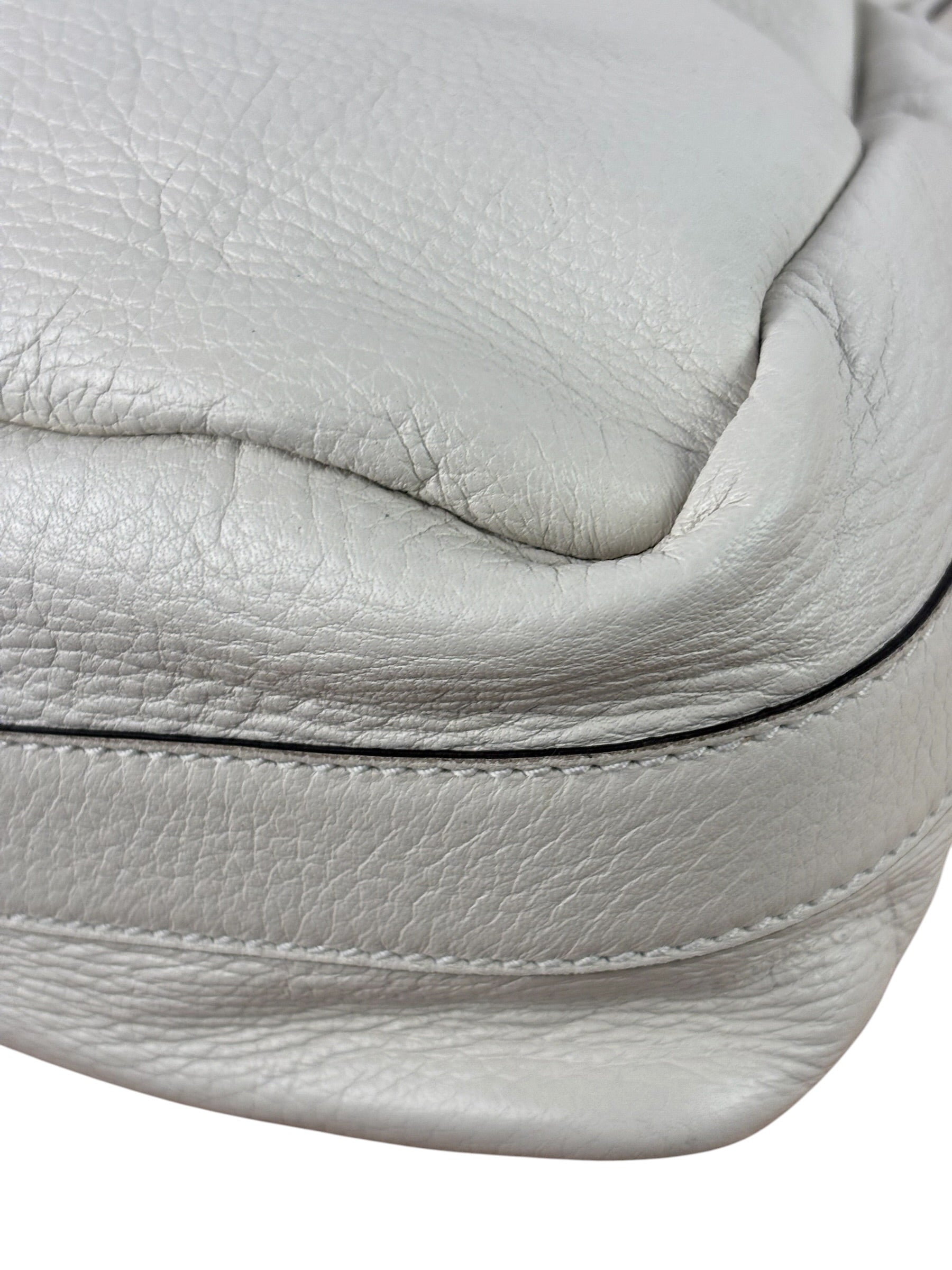 Gucci White Leather Bamboo Jungle Shoulder Bag