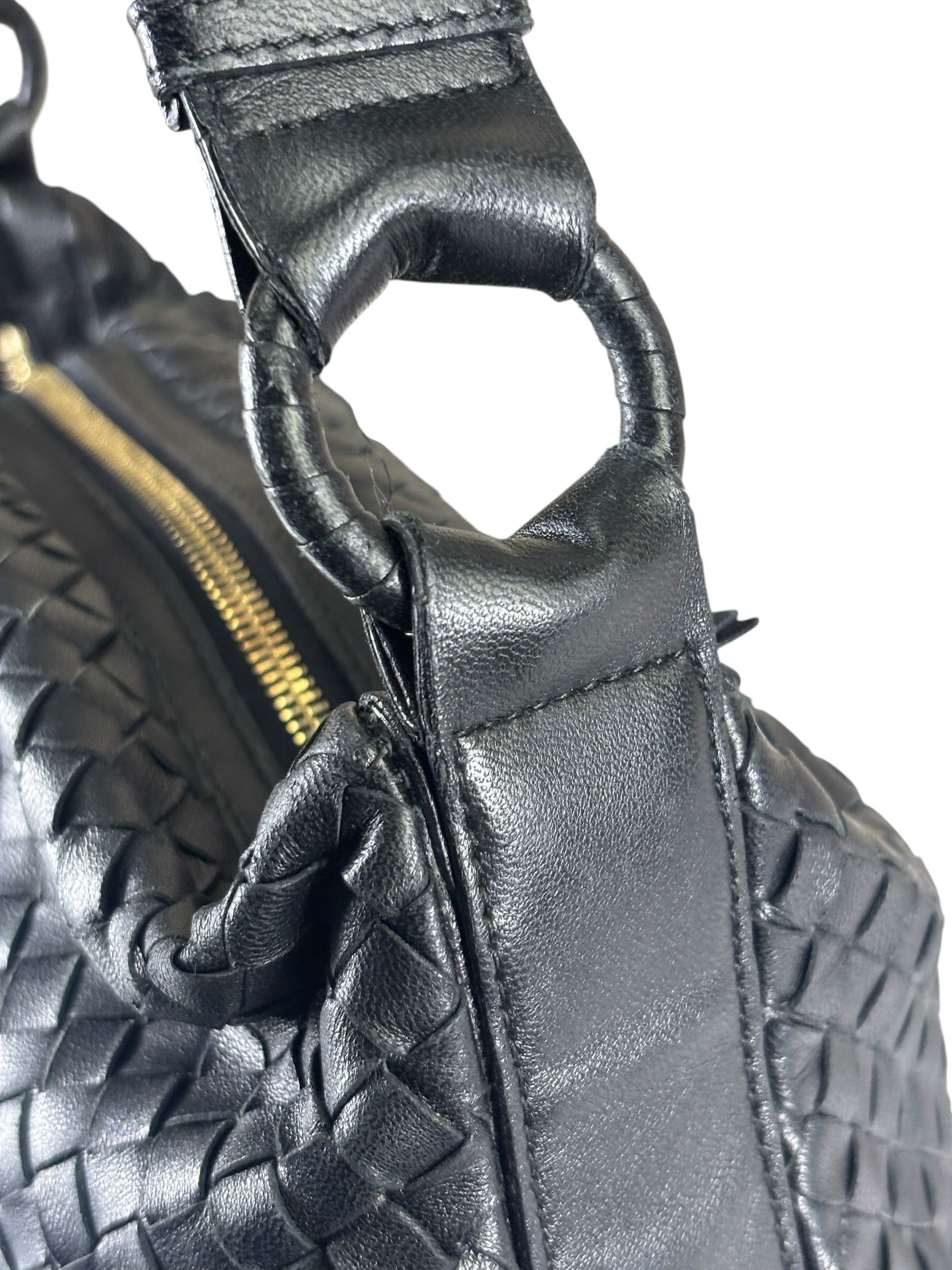 Bottega Veneta Black Intrecciato Woven Hobo Bag