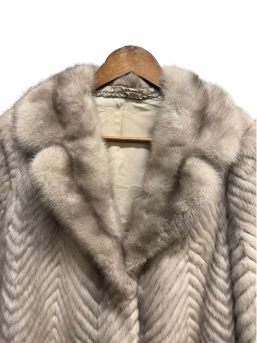 Vintage Grey Chevron Mink Fur Coat