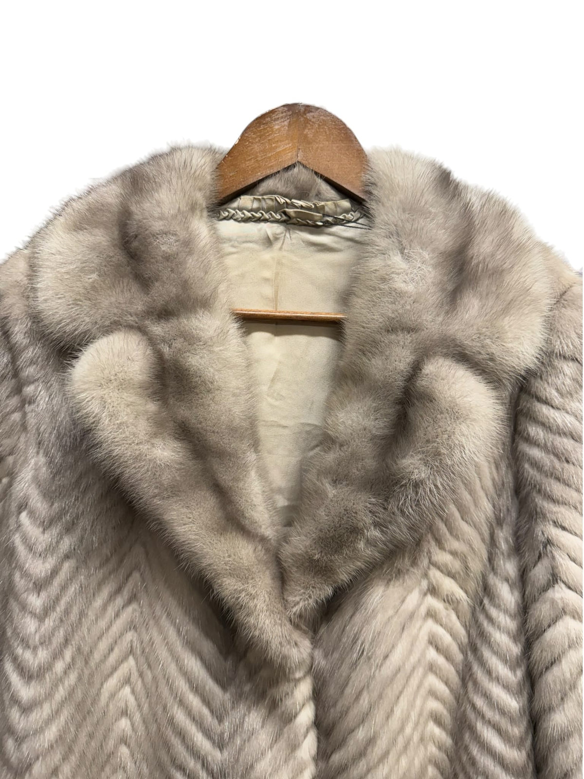 Vintage Grey Chevron Mink Fur Coat