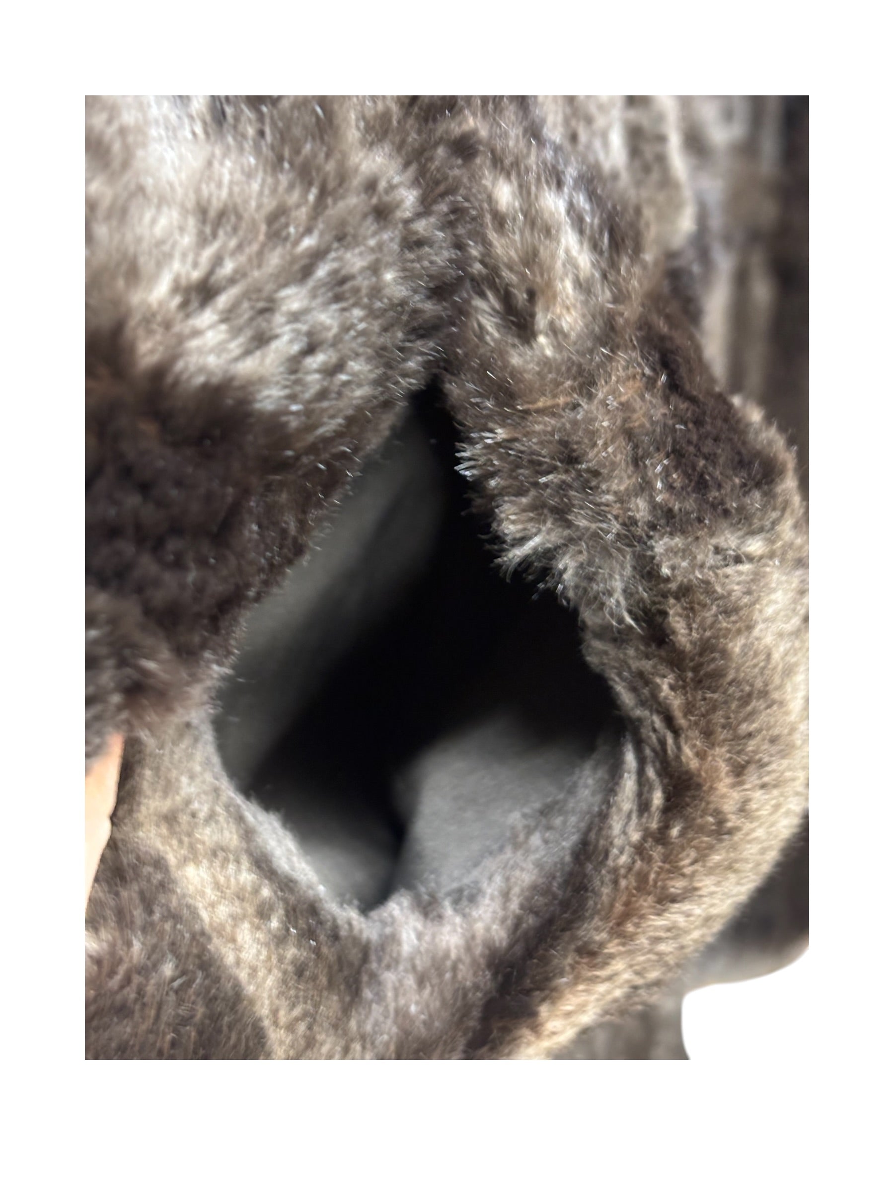Jfa Nissin Brown Mink Fur Trim Chinchilla Fur Coat