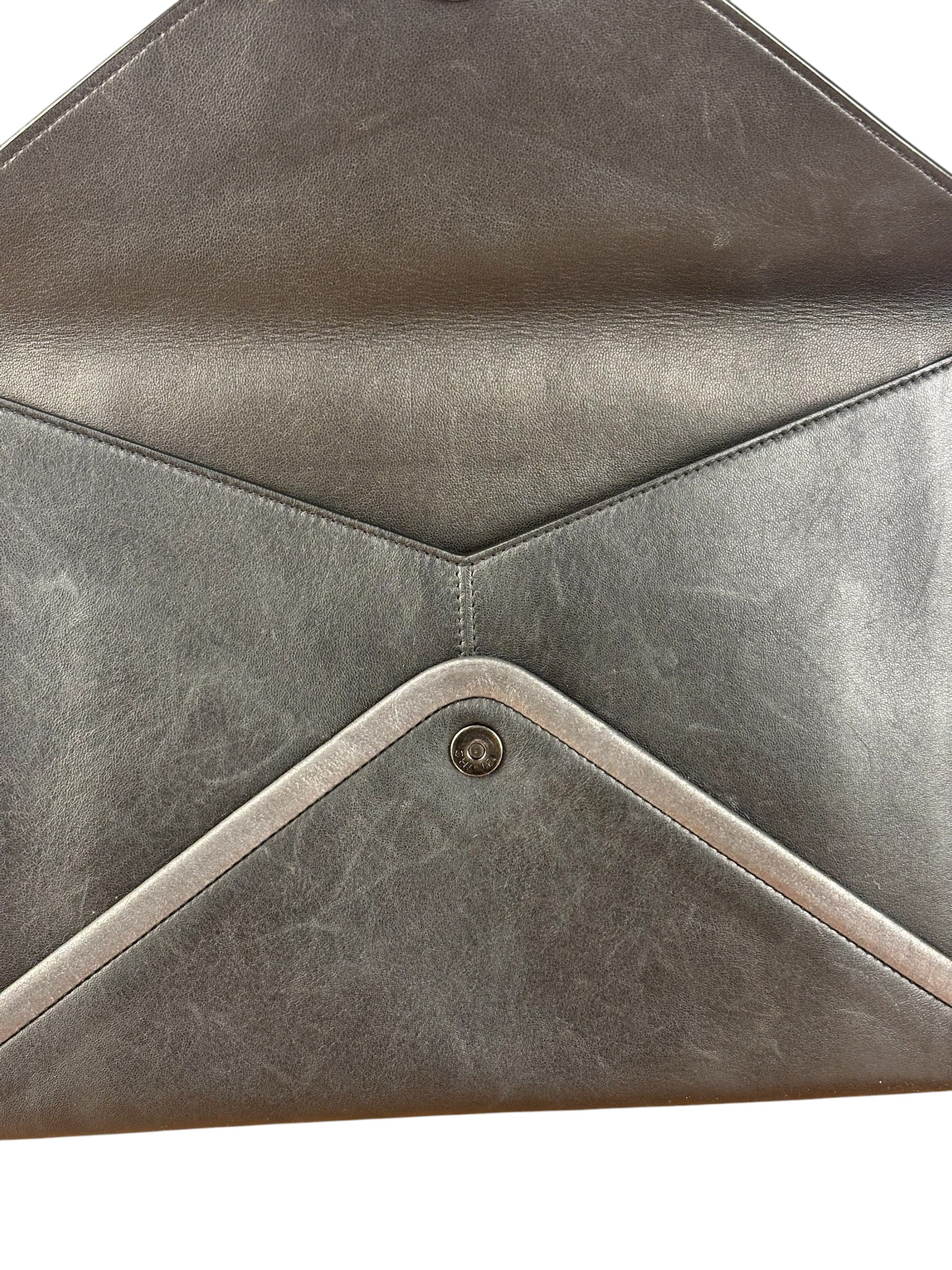 Chanel Black Leather Paris-Rome Coco Envelope Clutch 2017