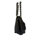 Fendi Black Leather Mia Chain Hobo Bag