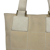 Chanel Vintage Beige Canvas Quilted Chocolate Bar Tote 2003