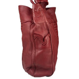 Bottega Veneta Red Leather Intrecciato Trim Hobo Bag