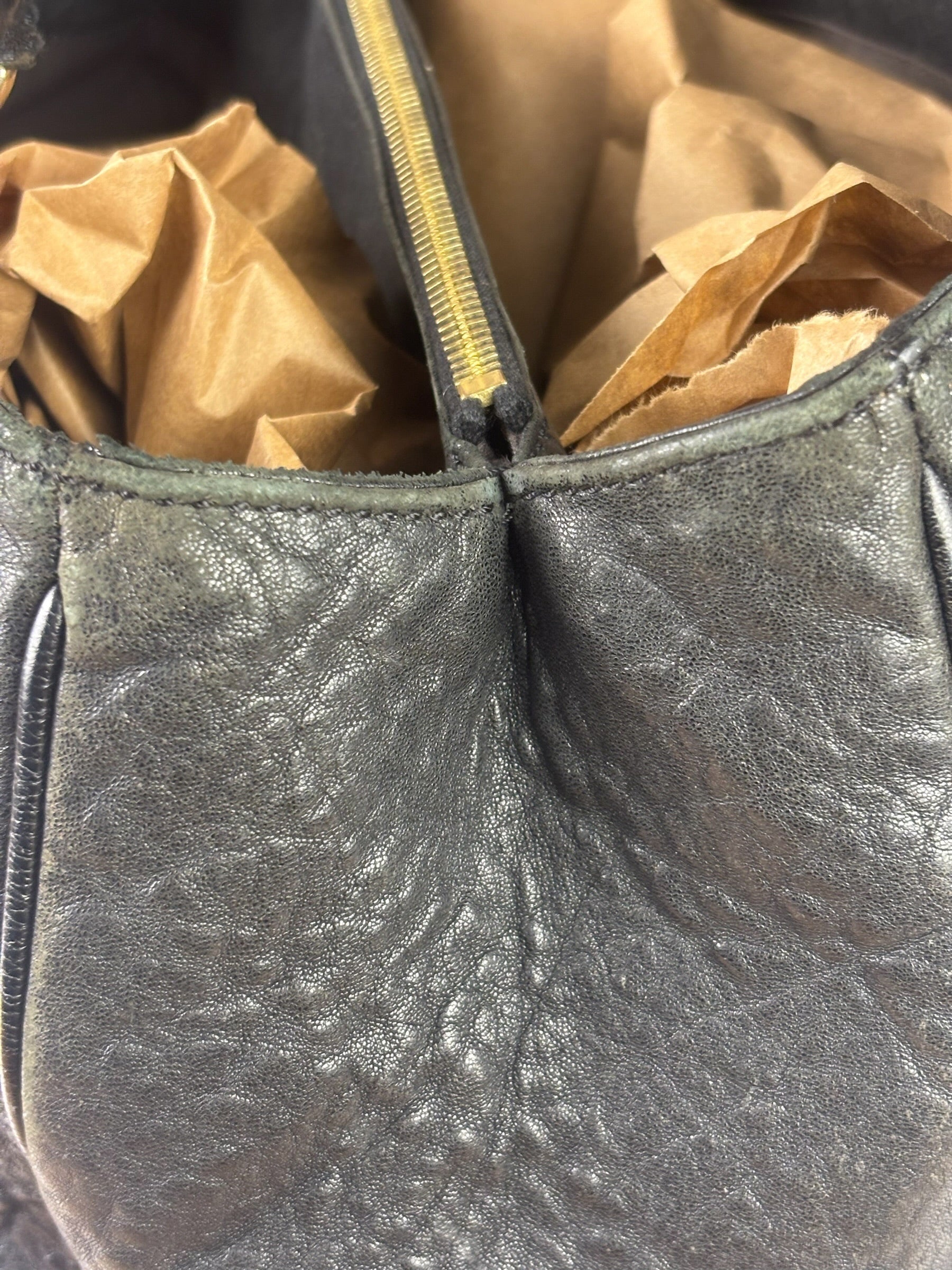 Fendi Vintage Black Leather Mia Chain Tote