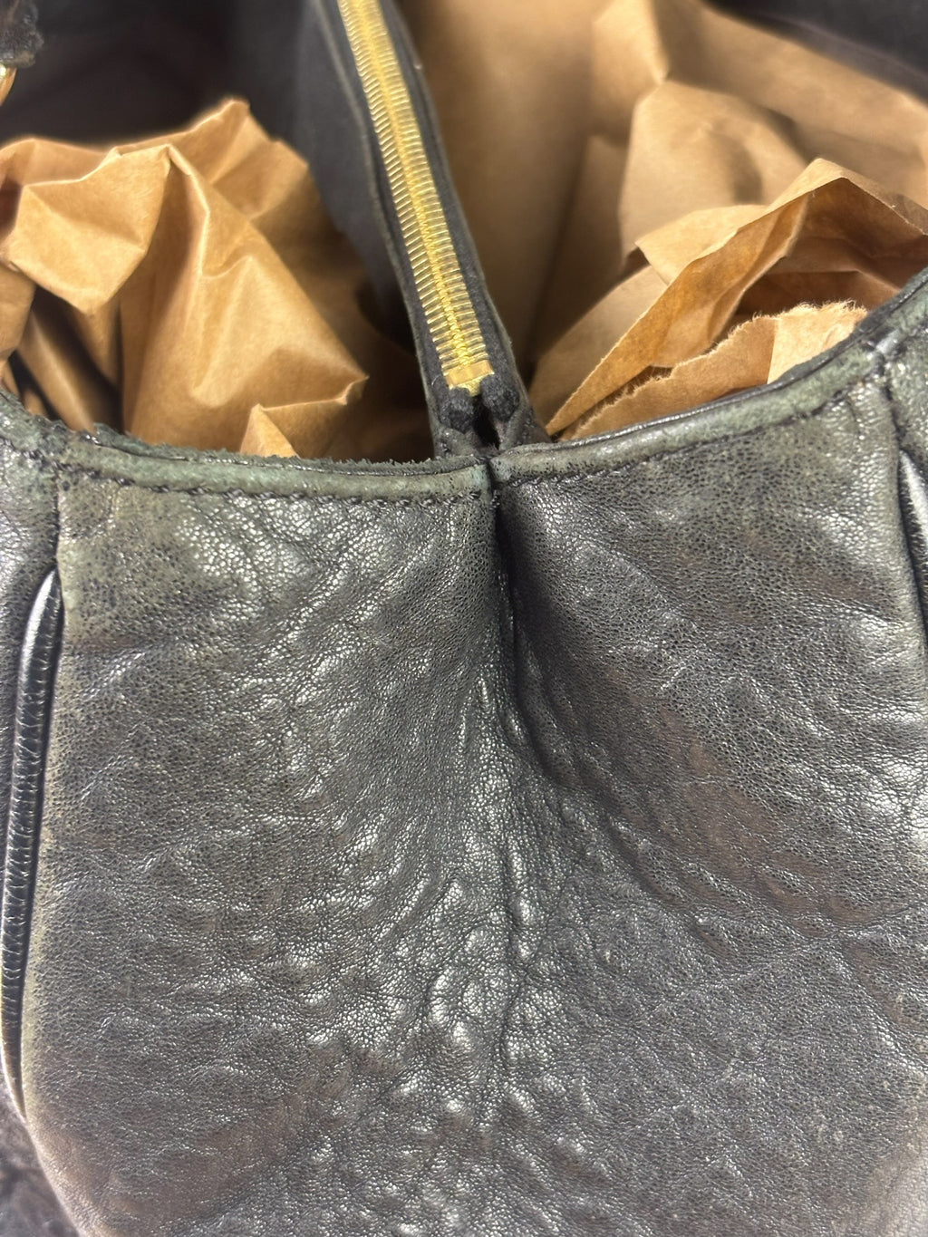 Fendi Vintage Black Leather Mia Chain Tote