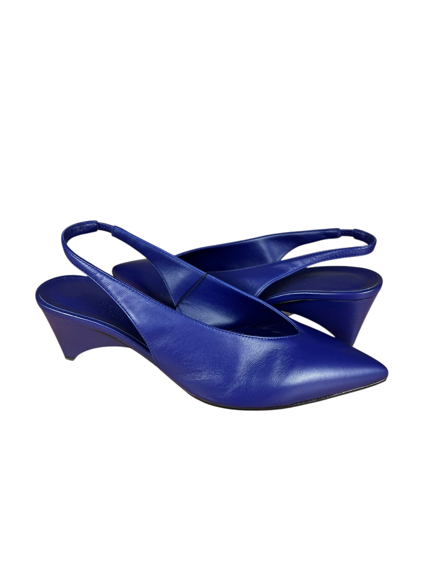 Hermes Intime 55 Leather Slingback Pumps