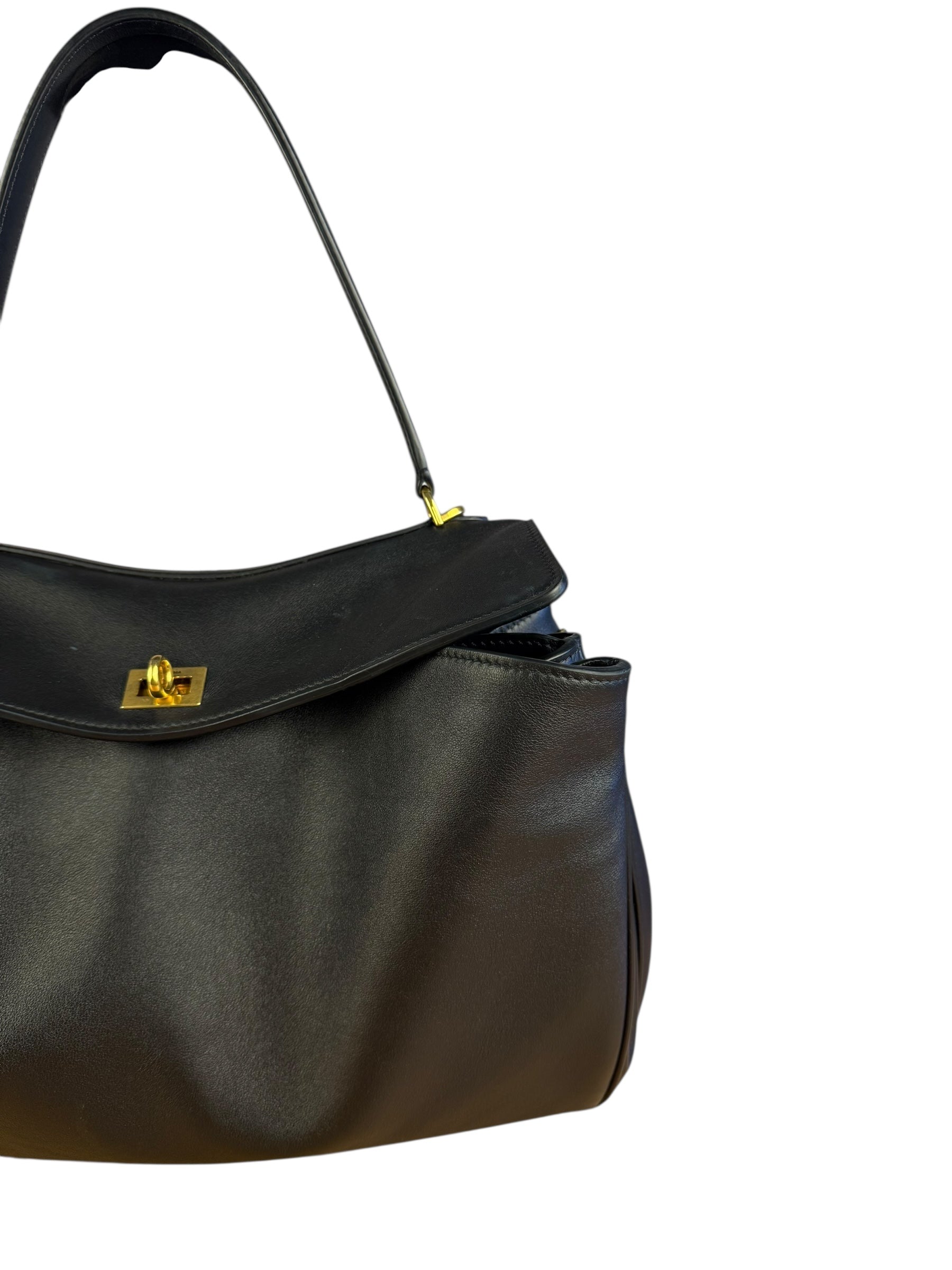 Balenciaga Medium Rodeo Leather 2Way Handbag Black