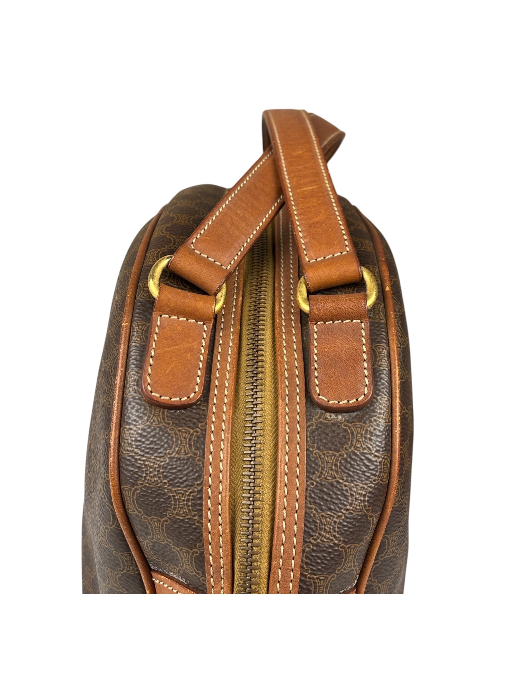Celine Brown Leather Macadam Dome Handbag