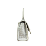 Balenciaga White Croc Embossed Nano Hourglass Bag