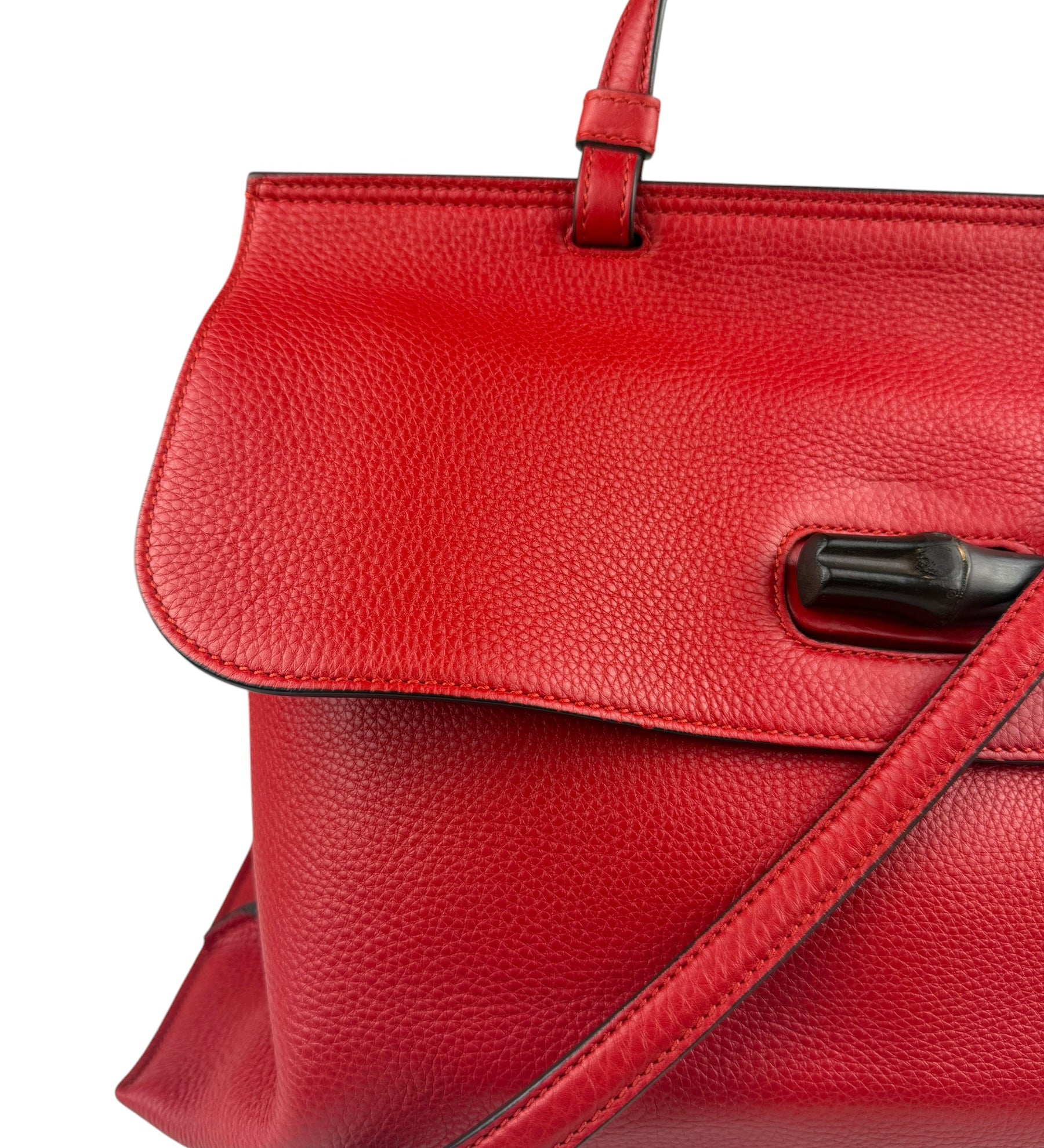 Gucci Red Bamboo Daily Leather Bag