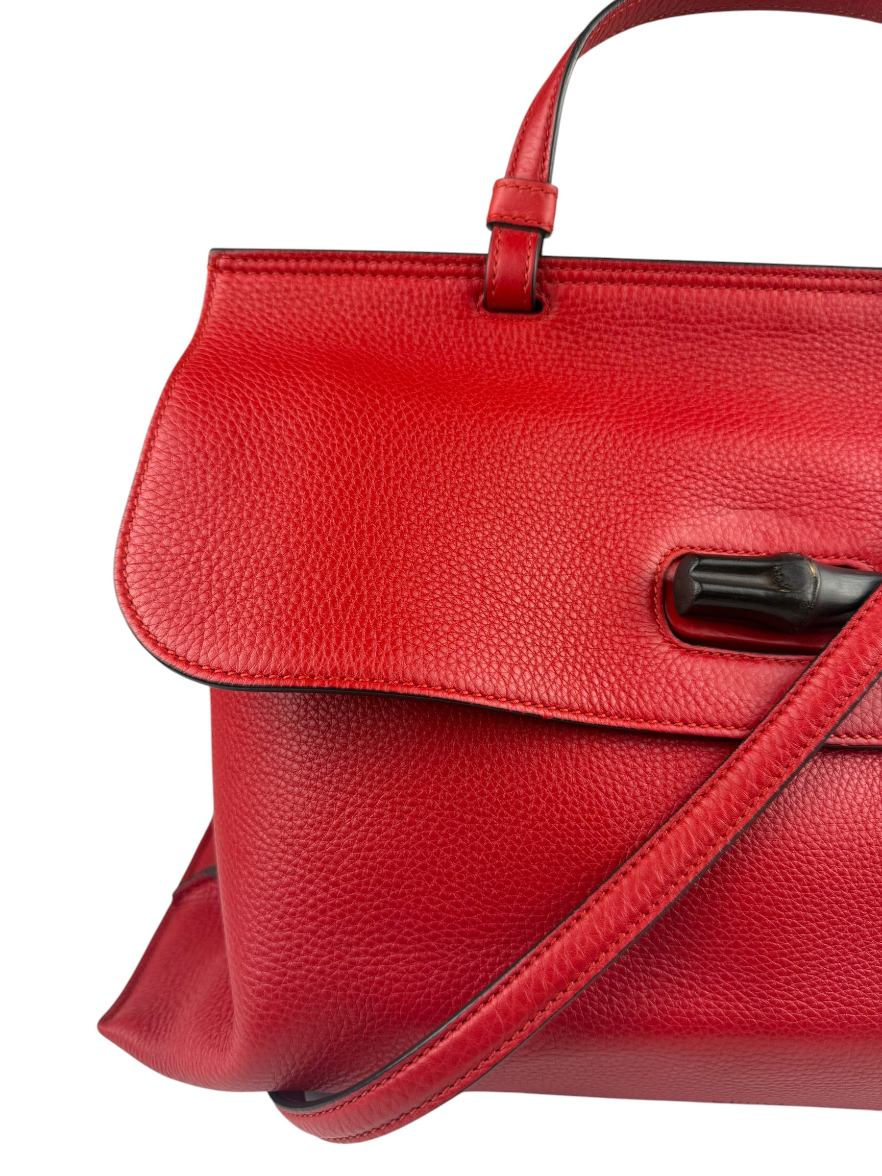 Gucci Red Bamboo Daily Leather Bag
