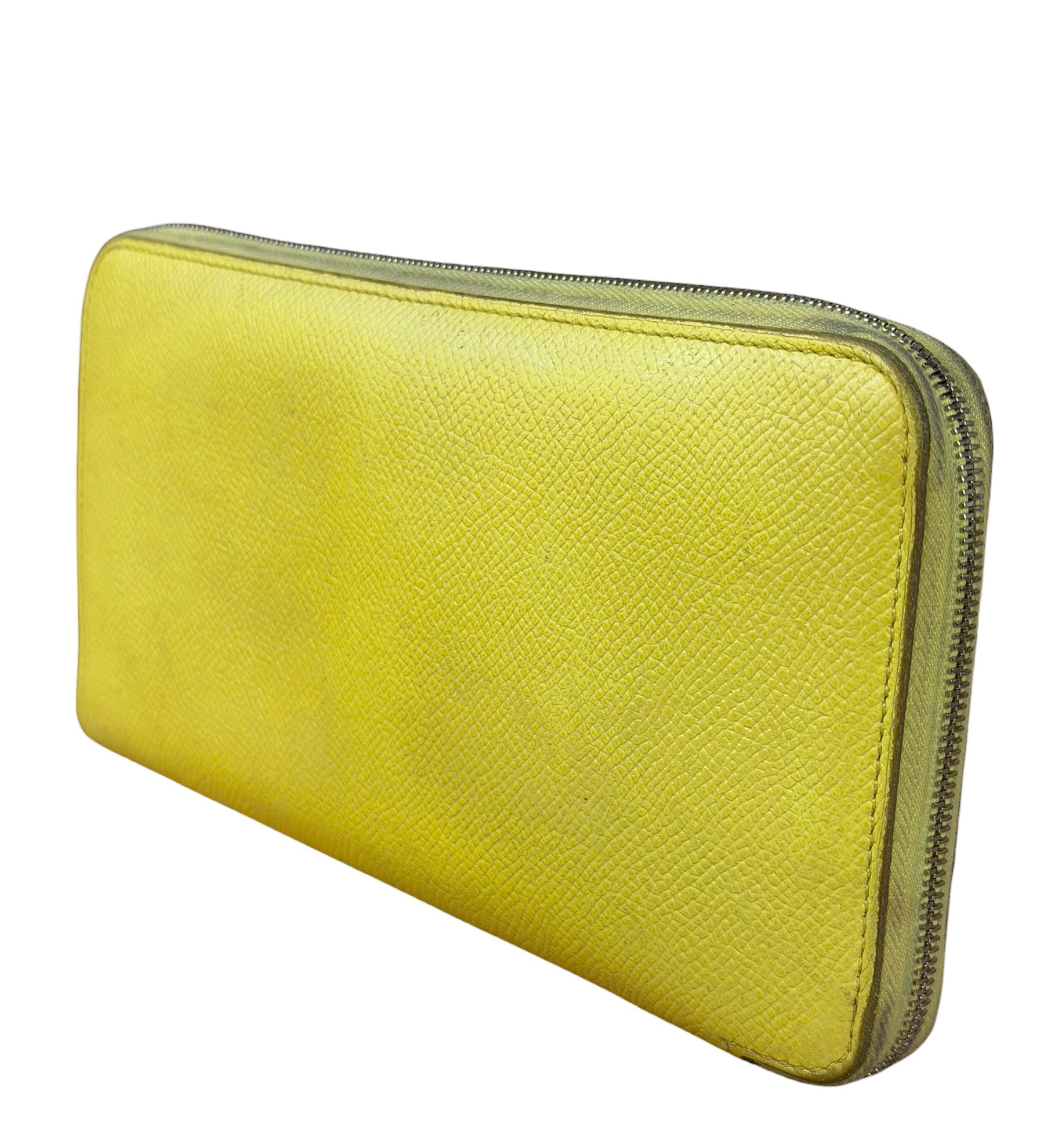 Hermes Yellow Leather Silk'In Classique Long Wallet