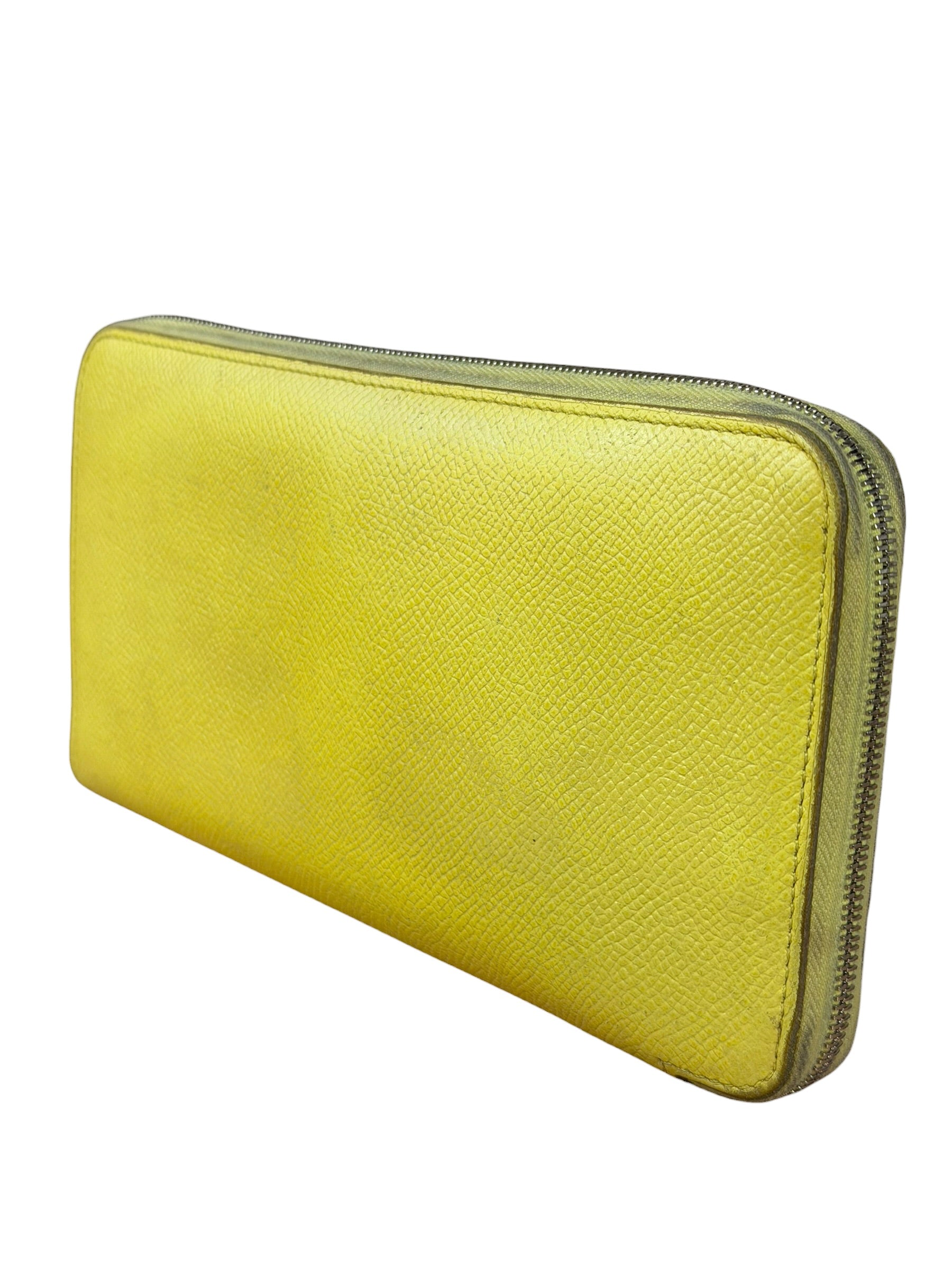 Hermes Yellow Leather Silk'In Classique Long Wallet