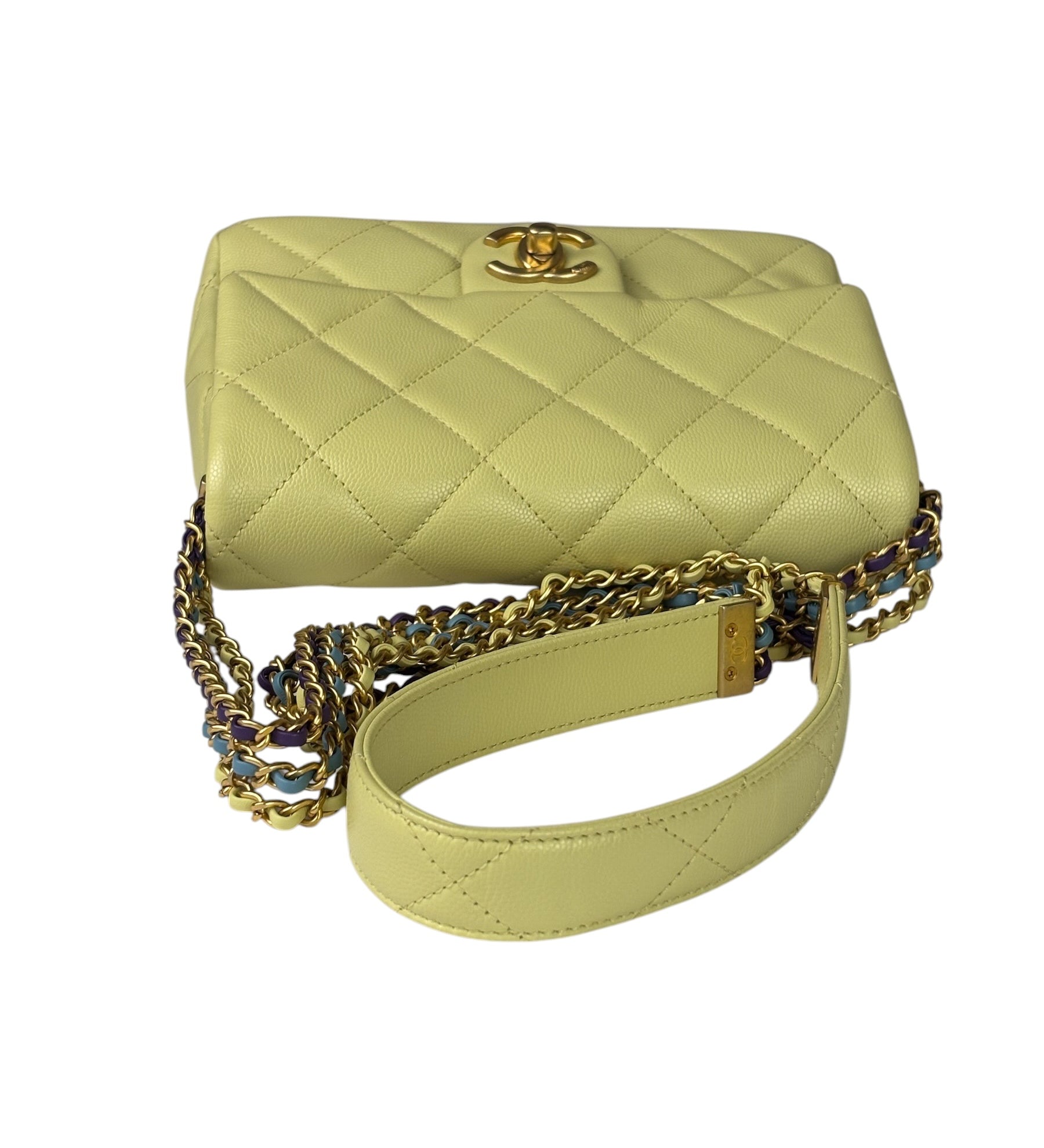 Chanel Yellow Caviar Leather Mini Flap Bag