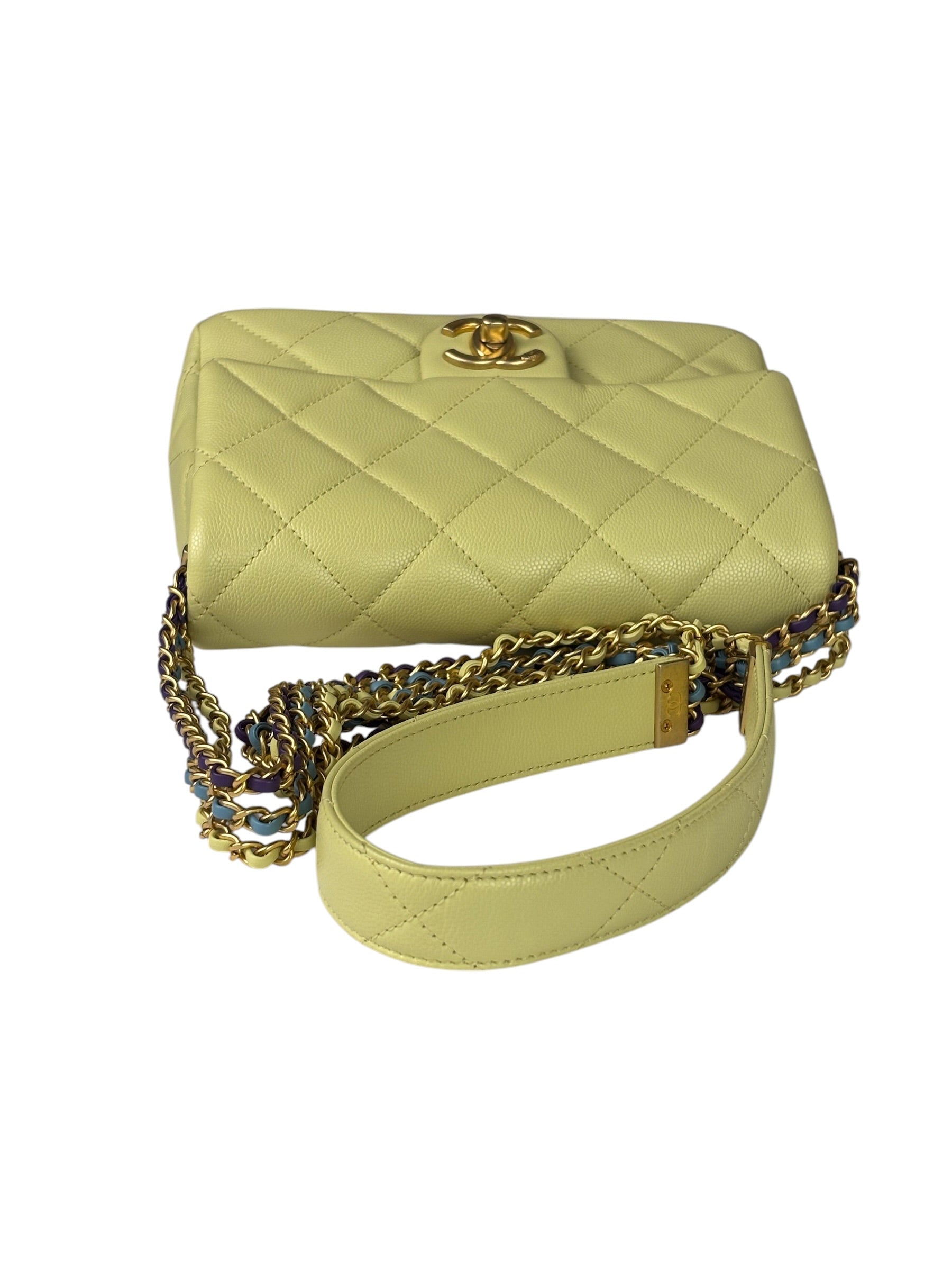 Chanel Yellow Caviar Leather Mini Flap Bag