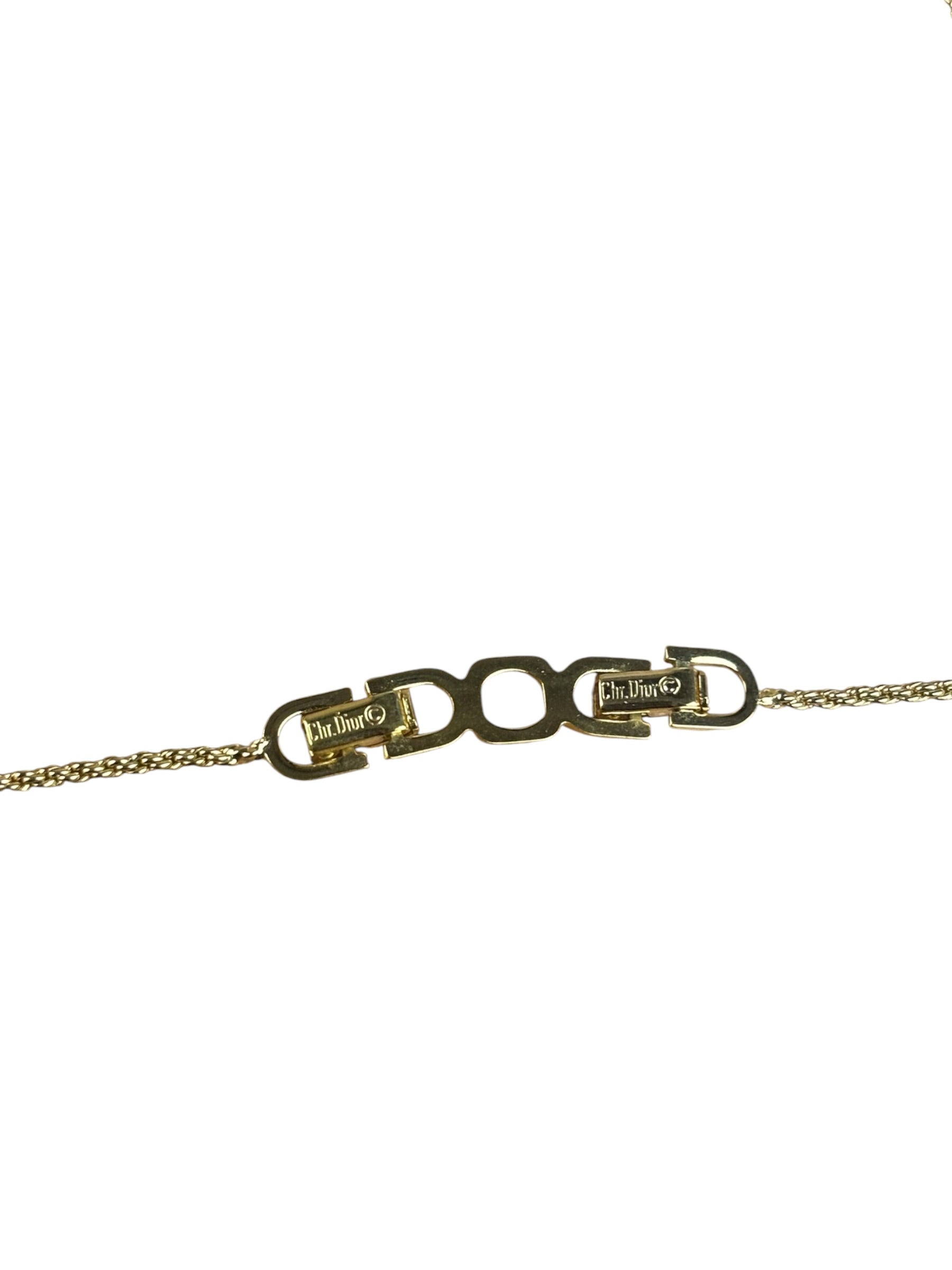 Christian Dior Black Enamel & Pave Rhinestone Crescent Chocker Necklace
